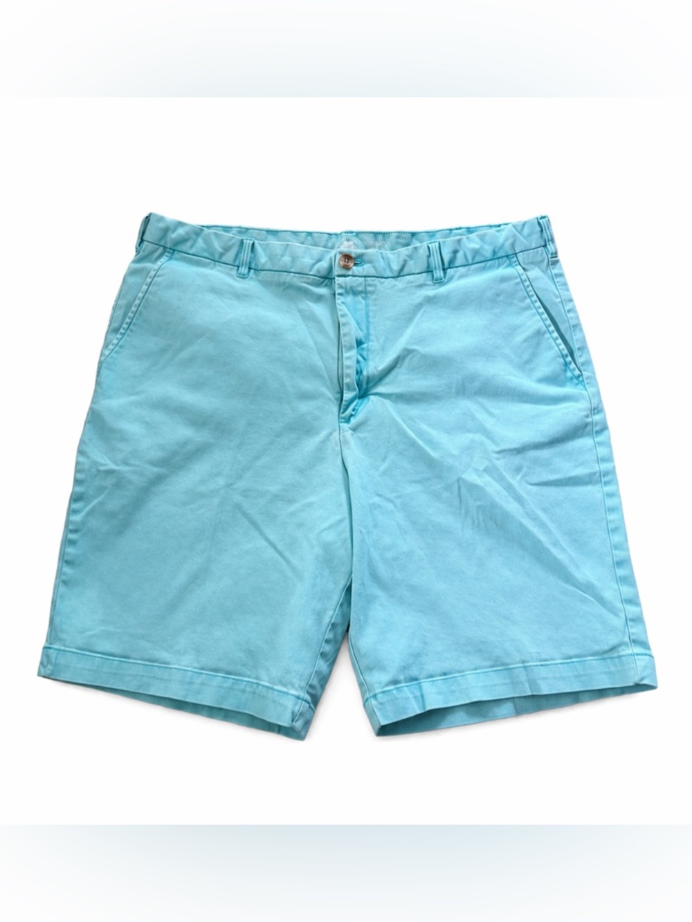 Men’s Flat Front Shorts Size 38 Aqua Chino Shorts Classic Fit Casual Golf Preppy